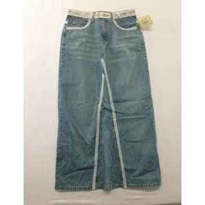 725 Originals   Women's Size 7 Junior Plus Joelle Lace Trimmed Blue Jean Skirt